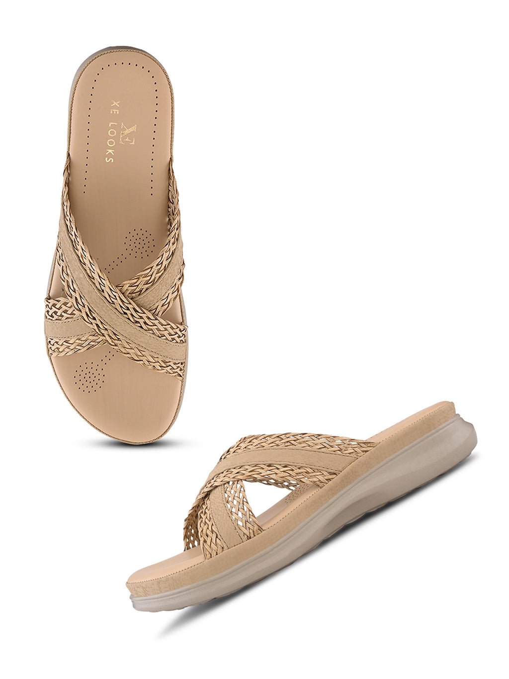 Braided Cross Strap Cushioned Comfort Platform Sandals