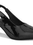 Elegant Patent Pointed-Toe Slingback Heels