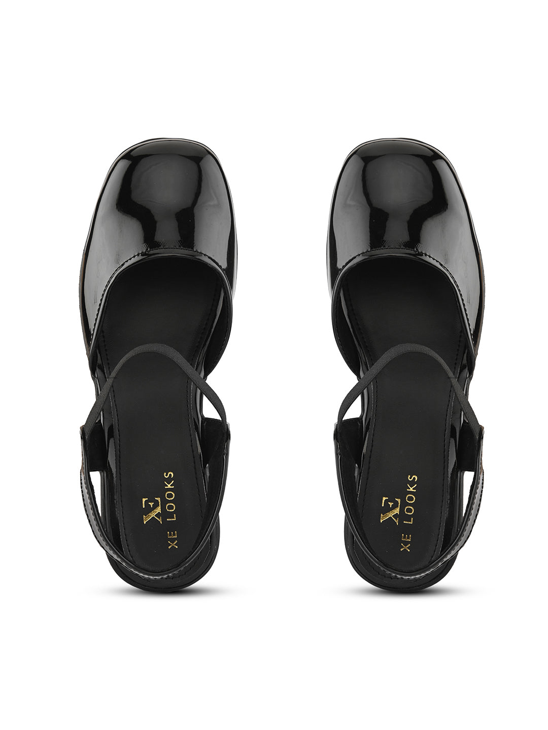 Classic Patent Block Heel Pumps with Backstrap Soft Cushioned Formal Shoes