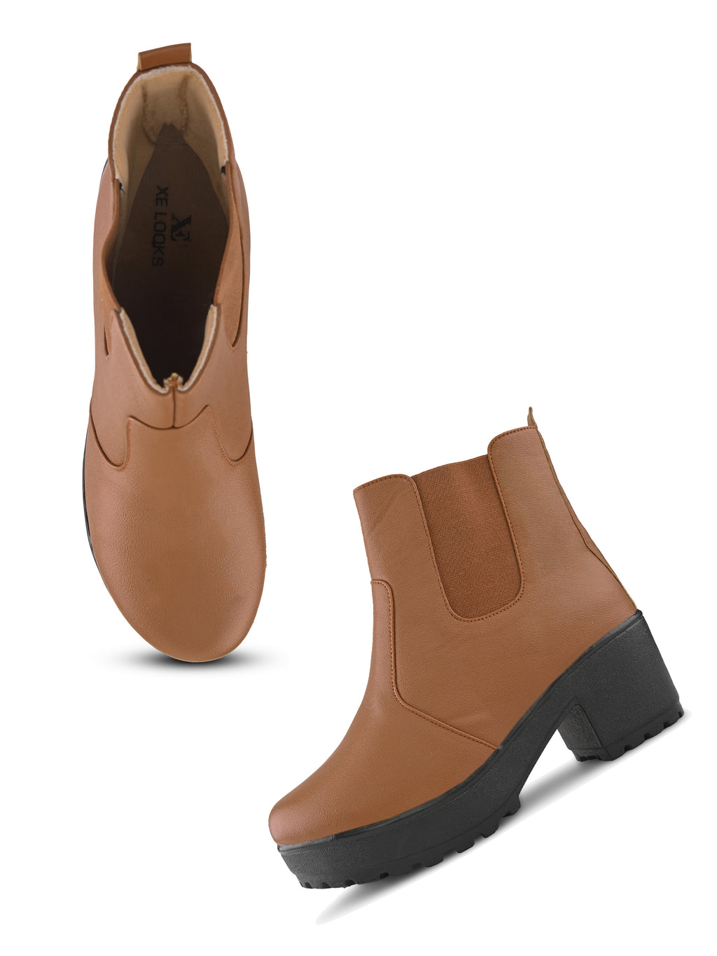 Minimalist Elastic Panel Chunky Block Heel Chelsea Boots