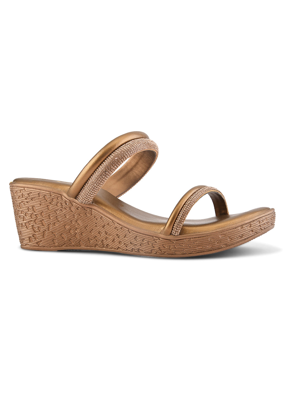 Shimmer dual straps With cushioned footbed Wedge Sandal
