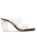 Transparent Double Strap  Sandal with Clear Block Heel