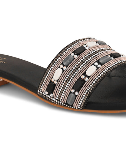 Elegant & Stylish Beaded Flat Slippers