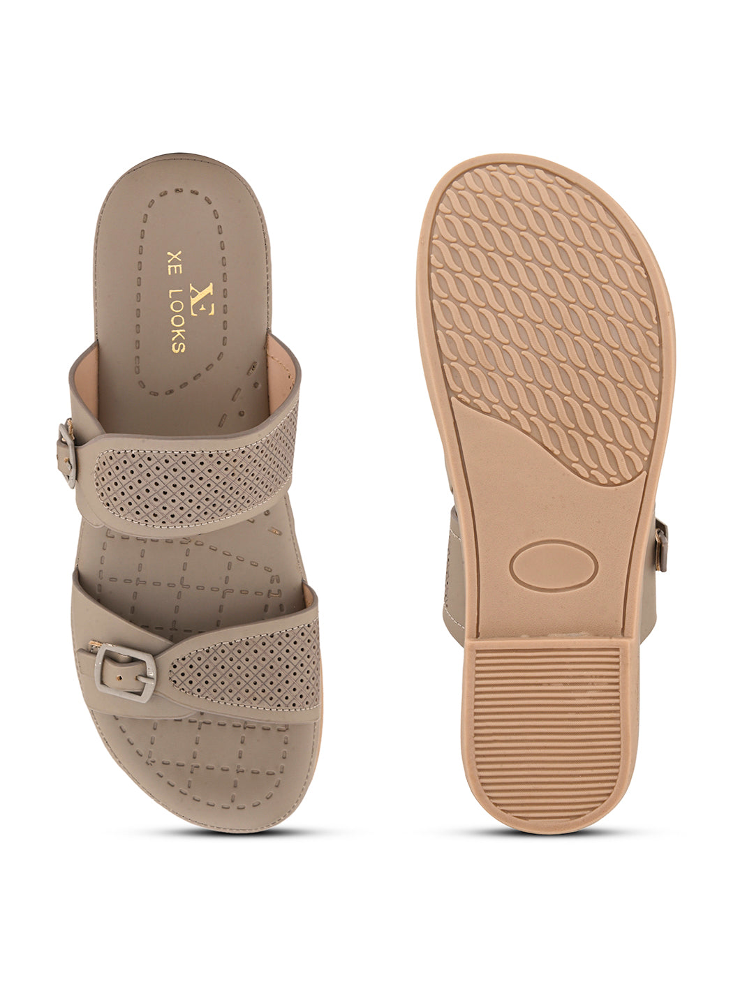 Comfortable Dual-Strap Slippers with Buckle Detail