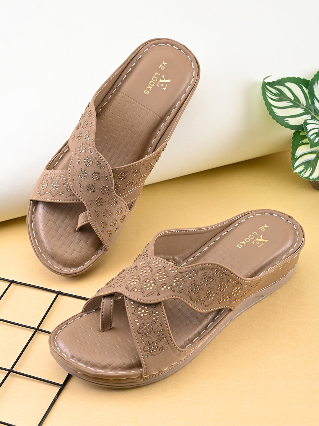 Elegant Comfortable Cross Strap Wedge Slippers