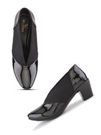 Elasticated Panel Glossy Finish Slip-On Pumps
