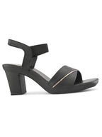 Elegant  heel with textured finish and ankle strap Heel Sandal