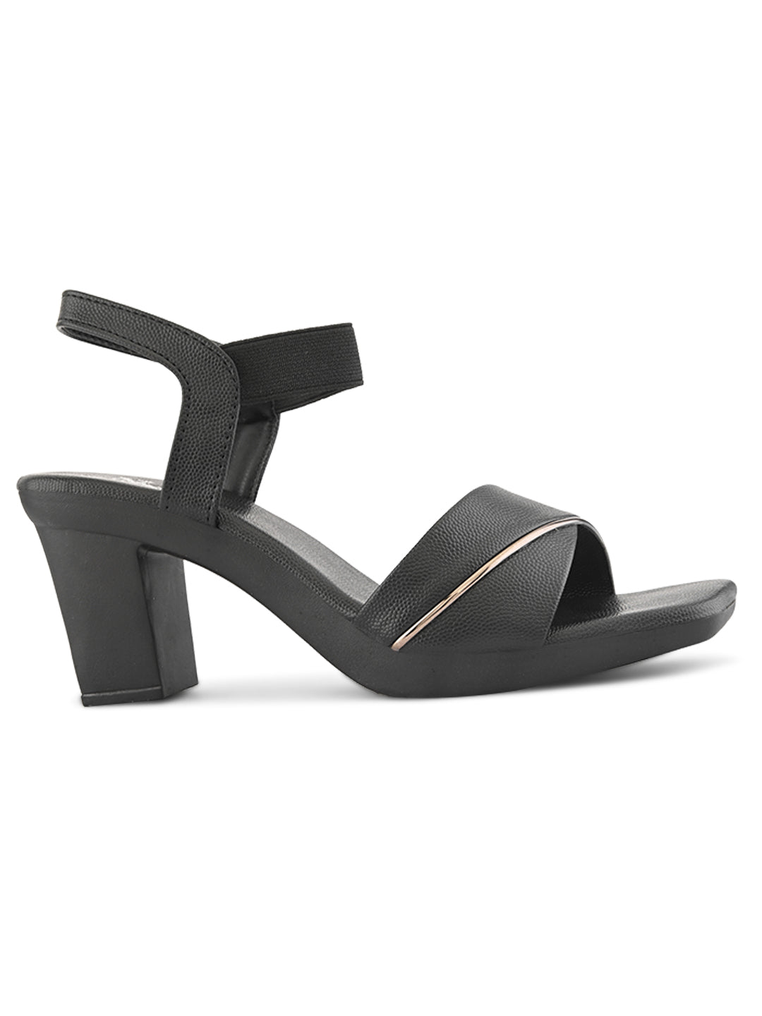 Elegant  heel with textured finish and ankle strap Heel Sandal
