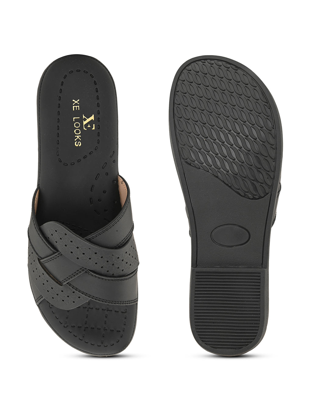 Cross-Strap with Laser-Cut Detailing Slippers