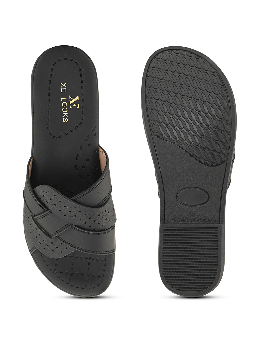 Cross-Strap with Laser-Cut Detailing Slippers