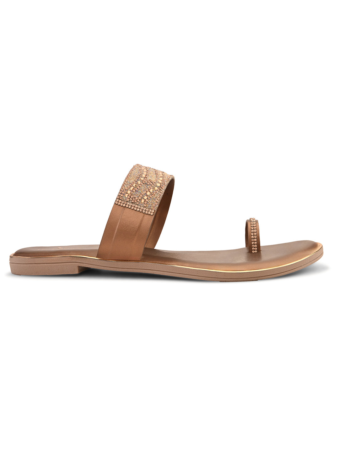 Elegant Embellished Toe-Ring Slip-On Flats