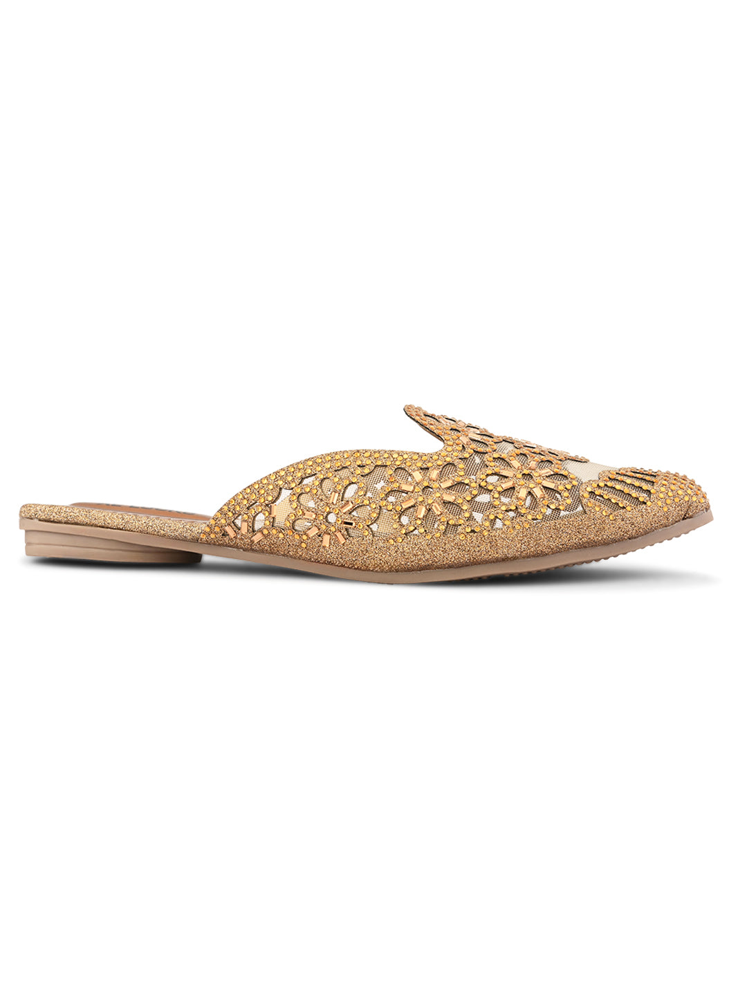 Embroidered Floral Cut-Out Design Mules