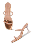 Rhinestone Double Strap Transparent Sculpted Heel Sandals