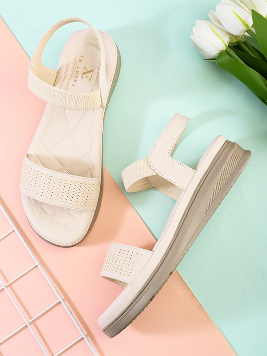 Textured Strap Flat Sandals