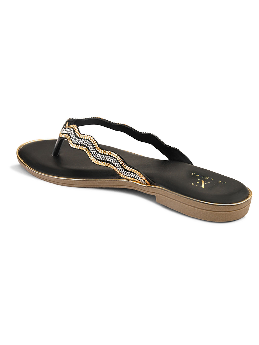 Traditional Slip-On Sandals with Stone-Styled Strap Design