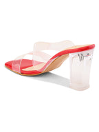 Transparent Double Strap  Sandal with Clear Block Heel