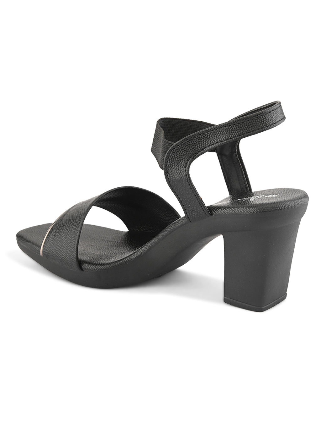 Elegant  heel with textured finish and ankle strap Heel Sandal