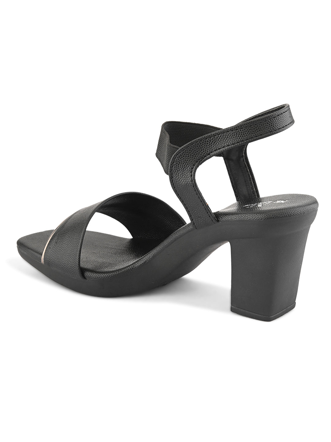 Elegant  heel with textured finish and ankle strap Heel Sandal
