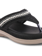 Embellished Pearl Strap Cushioned Comfort Flat Slippers