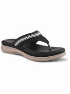 Embellished Pearl Strap Cushioned Comfort Flat Slippers