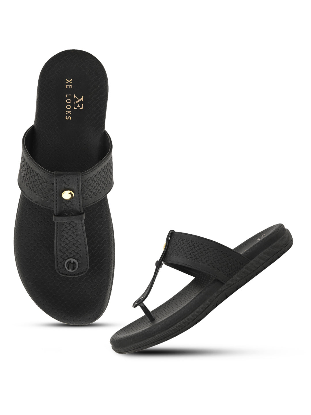 Synthetic Leather with Cushioned Sole, Slip-On Slippers