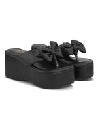 Bow Design with modern cushion platform Slippers