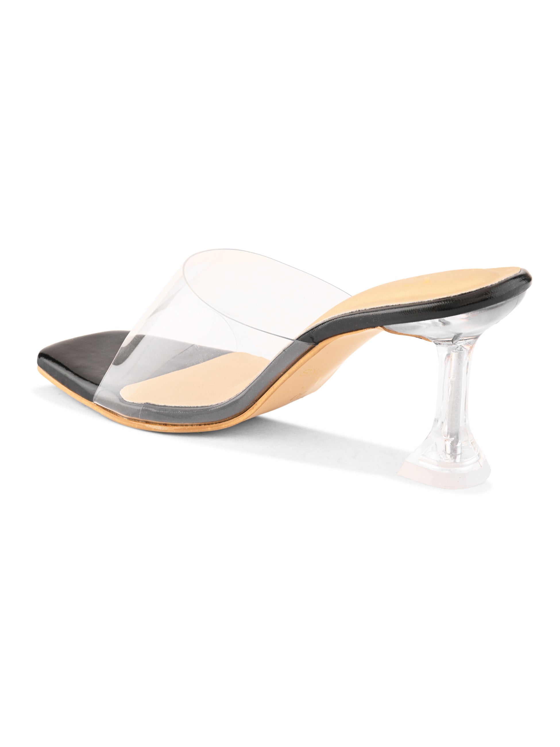 Transparent Strap  Footbed Sandal with Clear Flared Heel