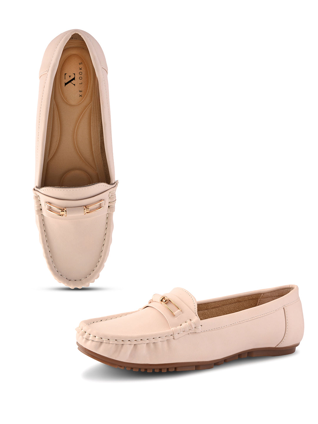 Soft Cushioned Slip-On Loafers with Metal Detail