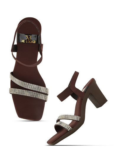 Fancy & Charm Block Heel Sandal With Ankle Straps