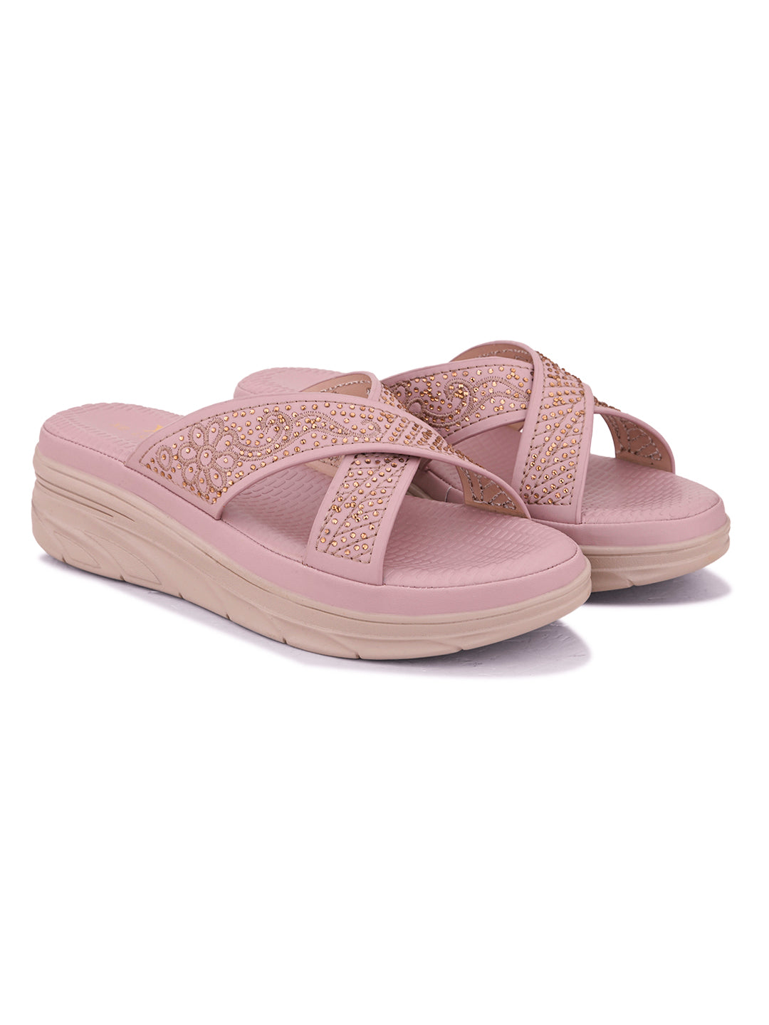 Soft Orthopedic Slippers with Embellished Cross Straps doctor Slipperss