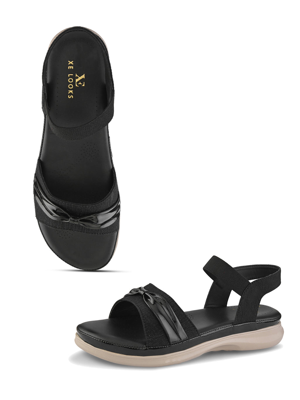 Elegant Bow Detail Comfort Sandals With Secure Ankle Strap