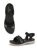Elegant Bow Detail Comfort Sandals With Secure Ankle Strap