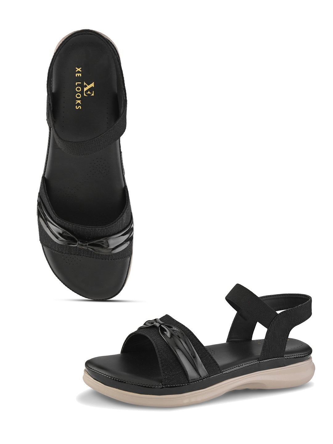 Elegant Bow Detail Comfort Sandals With Secure Ankle Strap