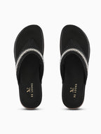 Embellished Pearl Strap Cushioned Comfort Flat Slippers