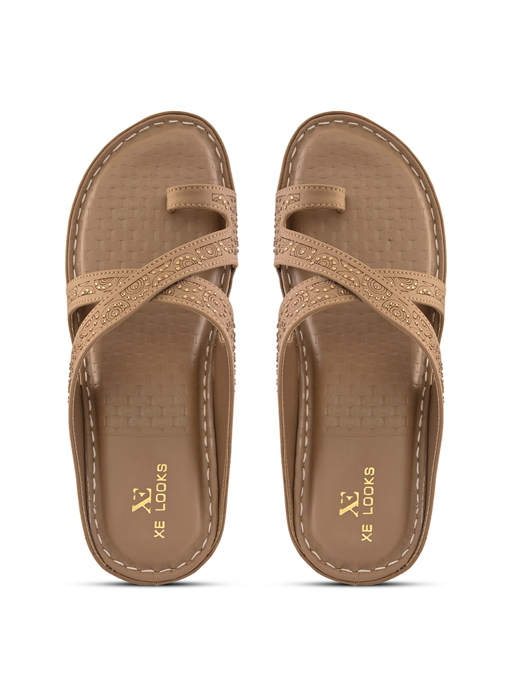 Soft & Supportive Engraved Cross Strap Wedge Slippers