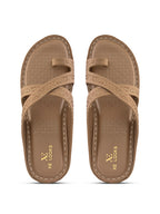 Soft & Supportive Engraved Cross Strap Wedge Slippers