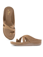 Soft & Supportive Engraved Cross Strap Wedge Slippers