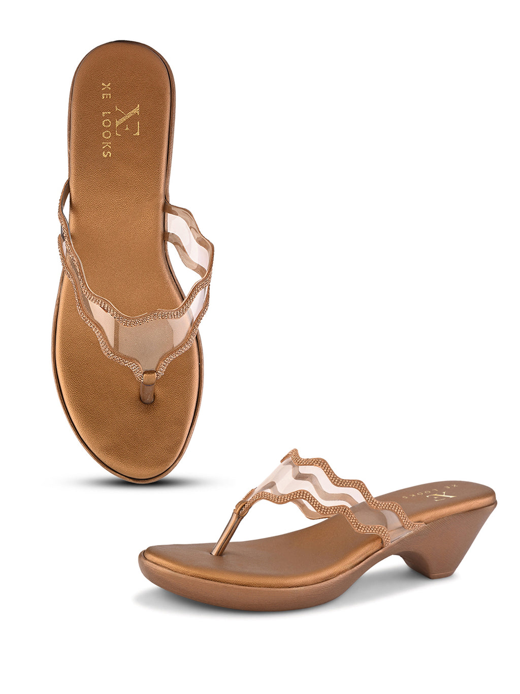 Embellished  Slip-On Sandals Wavy Strap Sandals