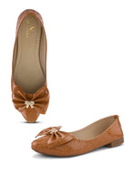 Glossy Bow Detail Ballerinas