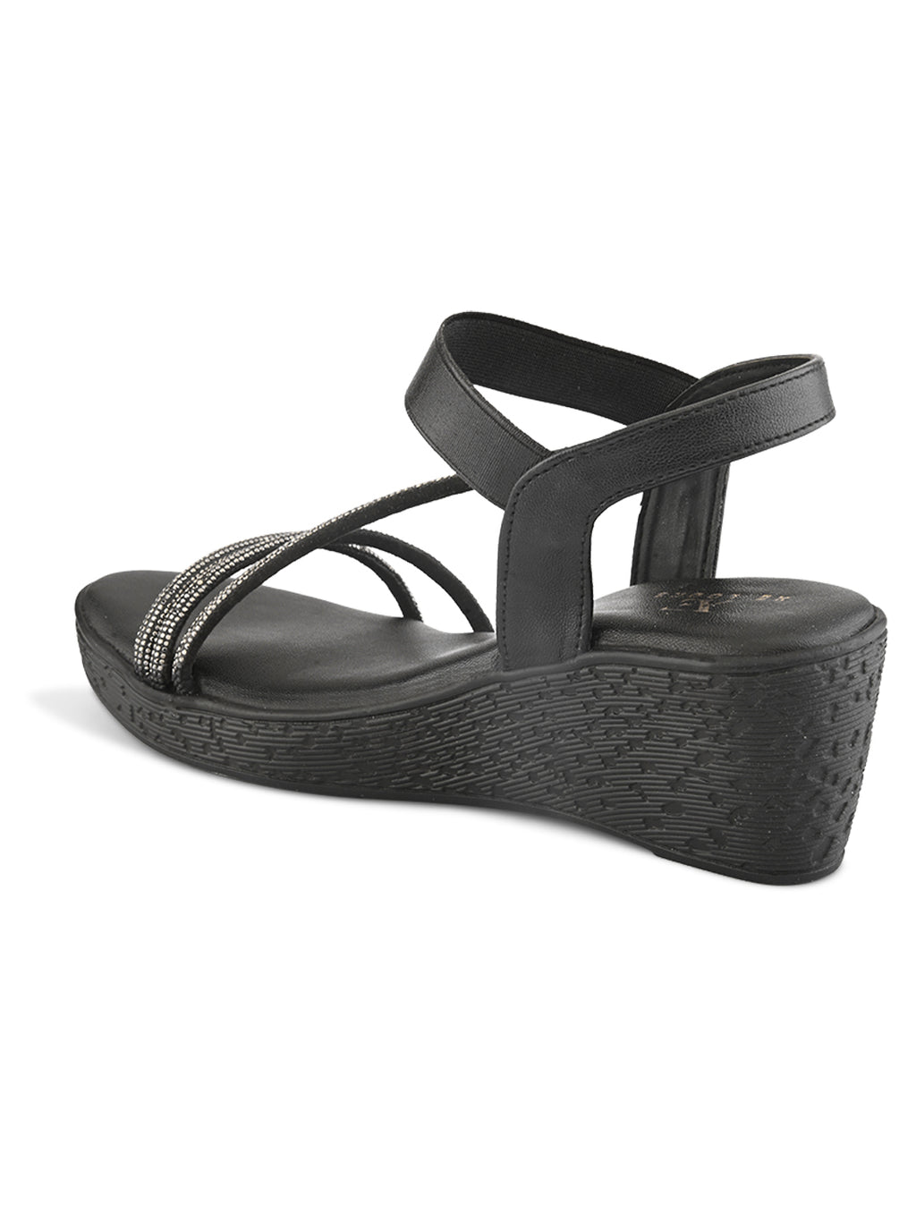 Stylish shimmer detailing straps Wedge Sandal