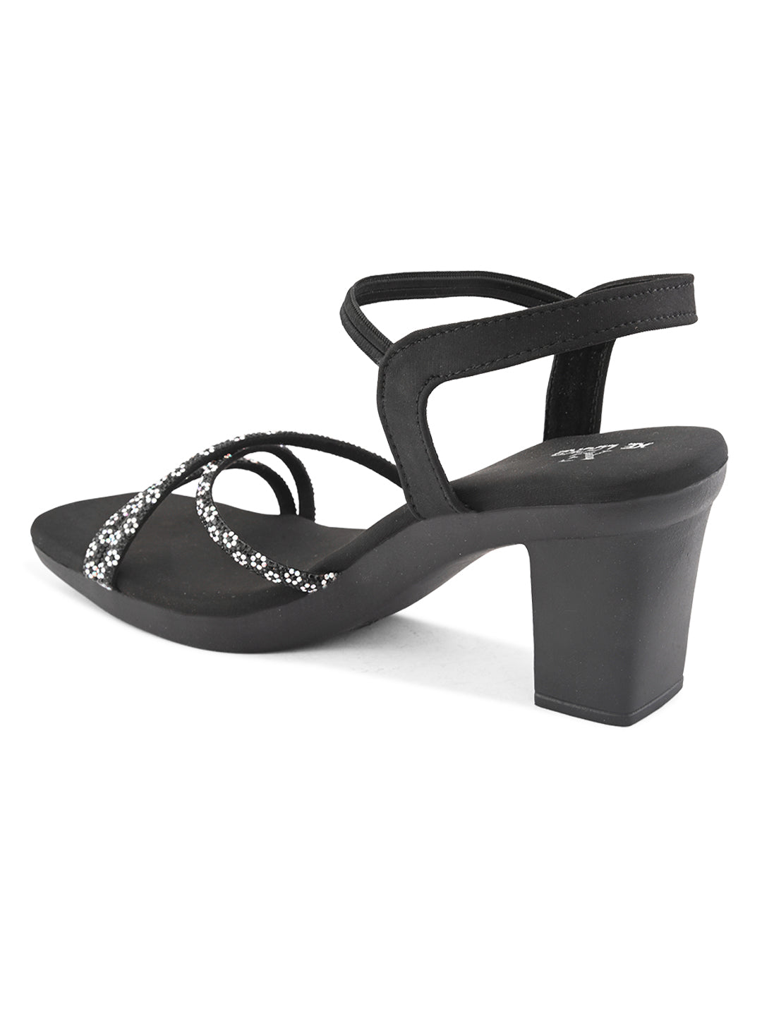 Sparkling Criss-Cross Straps Block Heel Sandal