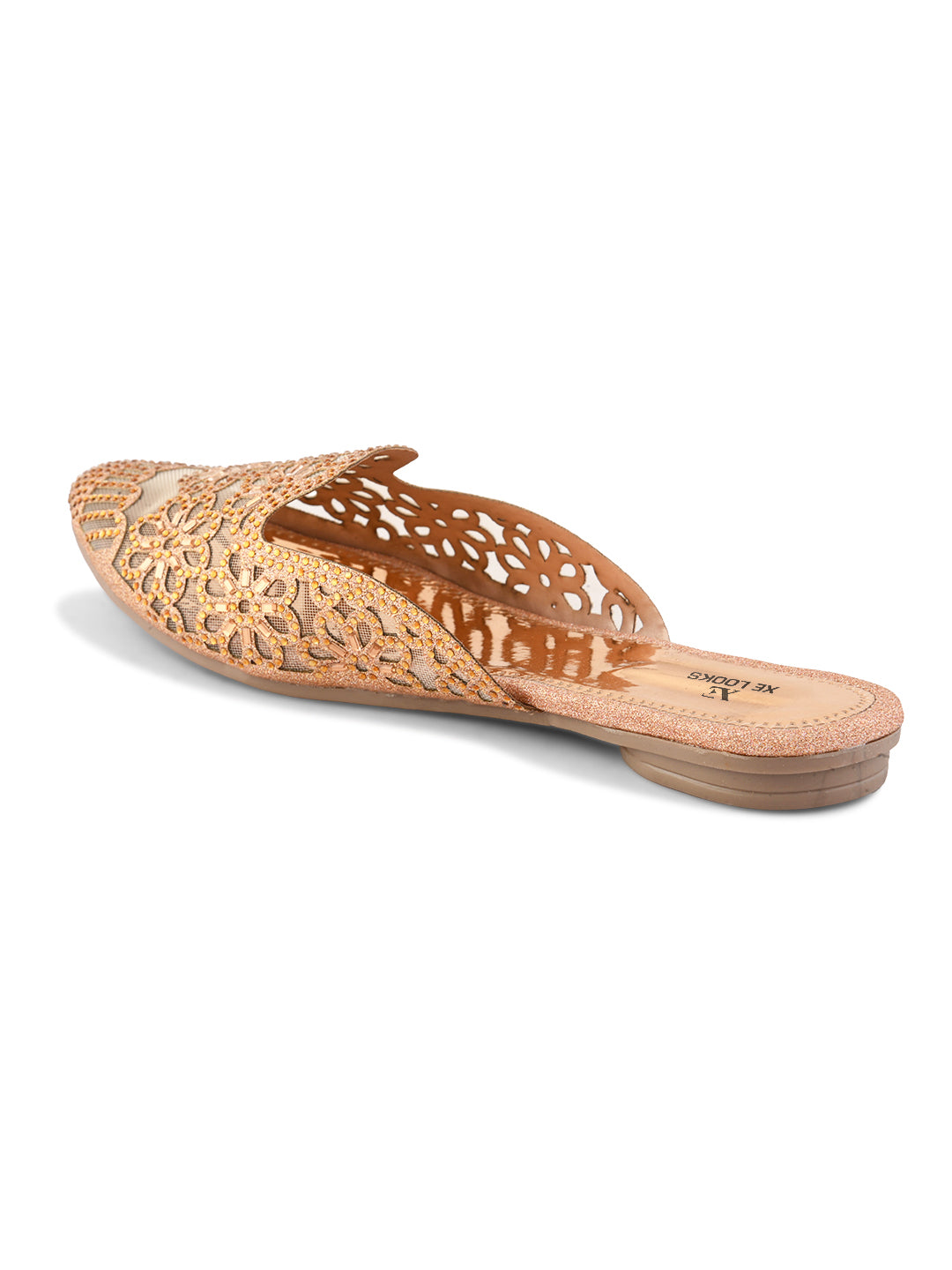 Embroidered Floral Cut-Out Design Mules