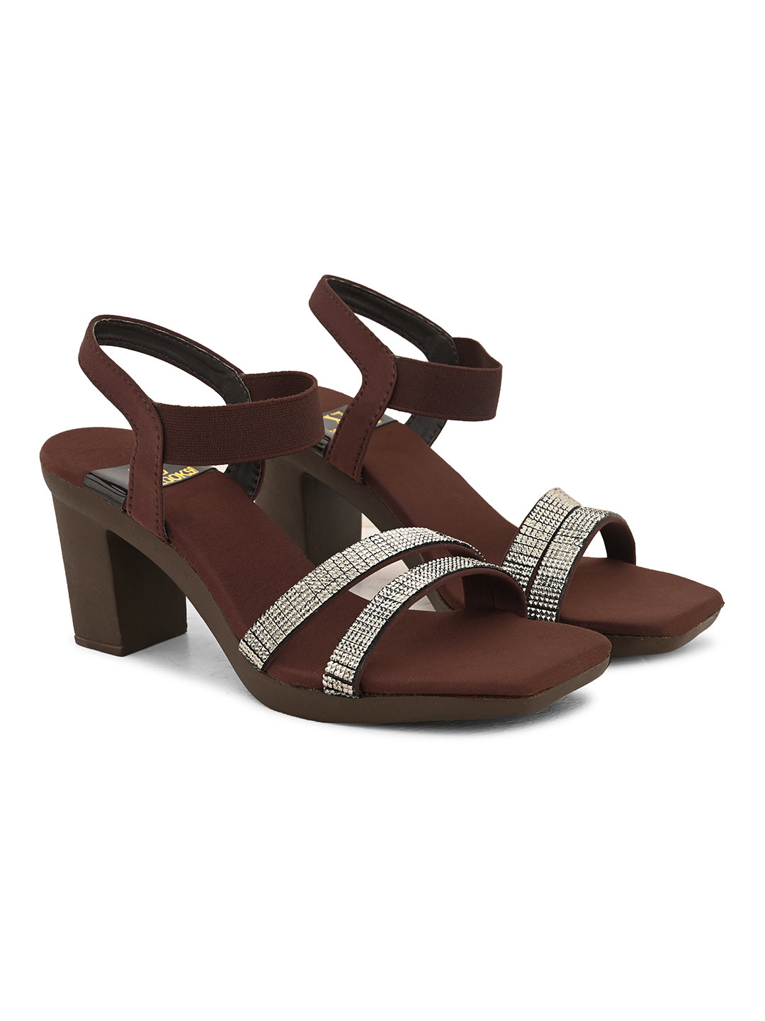 Fancy & Charm Block Heel Sandal With Ankle Straps