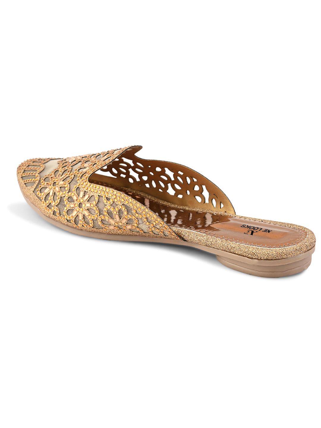 Embroidered Floral Cut-Out Design Mules