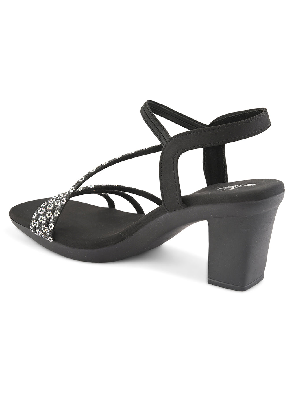 Embellished Multi-Cross Strap Block Heel Sandals