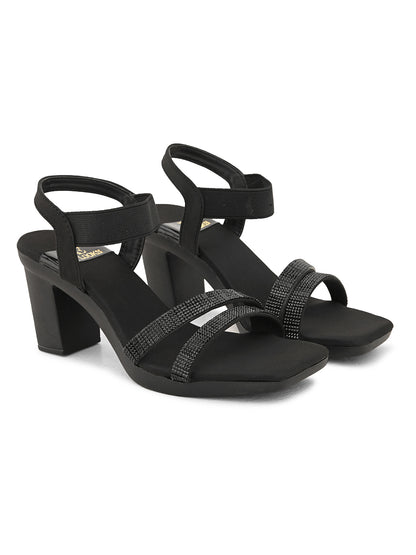 Fancy & Charm Block Heel Sandal With Ankle Straps