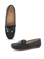 Soft Cushioned Slip-On Loafers with Bow Detail