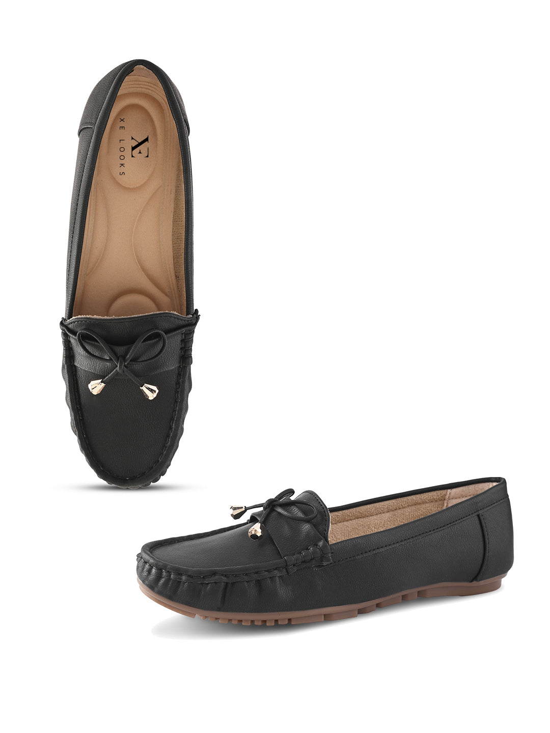 Soft Cushioned Slip-On Loafers with Bow Detail