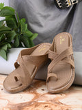 Soft & Supportive Engraved Cross Strap Wedge Slippers