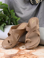 Soft & Supportive Engraved Cross Strap Wedge Slippers